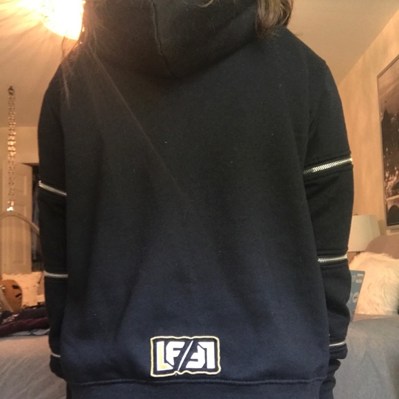 LF Black Hoodie With Zipper Sleeves - Picture 6 of 6